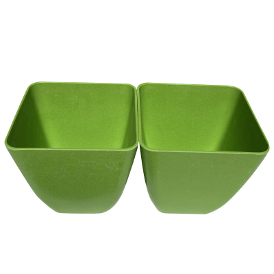 Set De 2 Macetero Bio Bamboo Cuadrado Verde 13,3x13,3x12,4 cm
