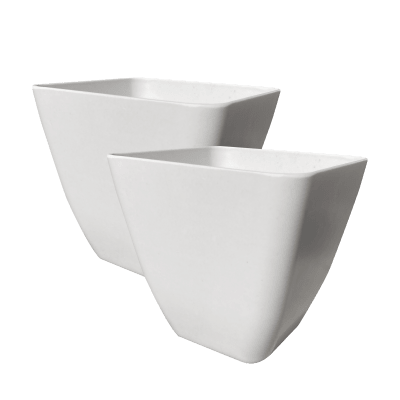 Set de 2 Maceteros Bio Cuadrado Blanco 13,3x13,3x12,4 cm