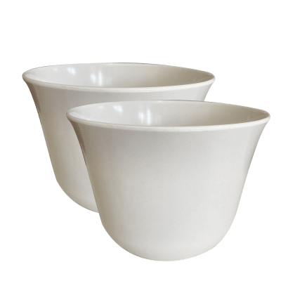 Set De 2 Macetero Bio Bamboo Curvo Blanco 16,5x16,5x13 cm