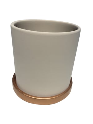 Maceteros Cilindro Con Plato Dorado Crema M