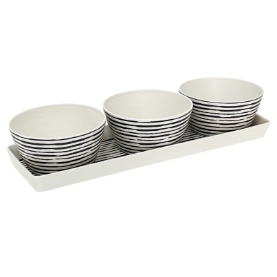 Set 3 Bowls Con Bandeja Rayas