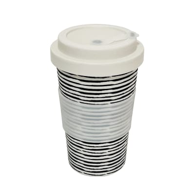 Mug Con Tapa De Silicona Biobamboo Rayas