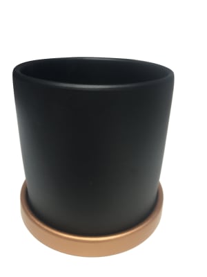 Maceteros Cilindro Con Plato Dorado Grafito S