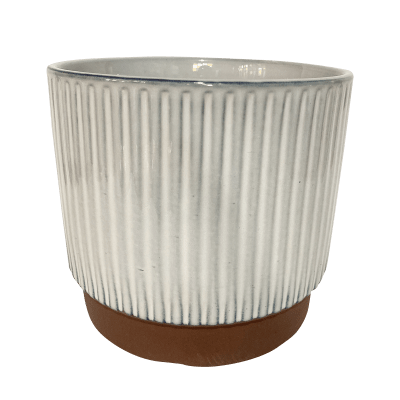 Macetero Enlozado Blanco  20x18