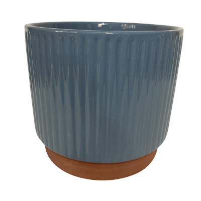 Macetero Enlozado Azul  20x18