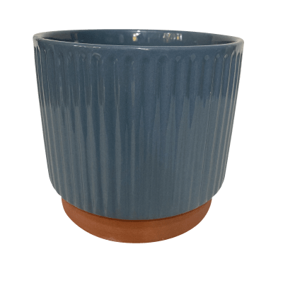 Macetero Enlozado Azul  17x15