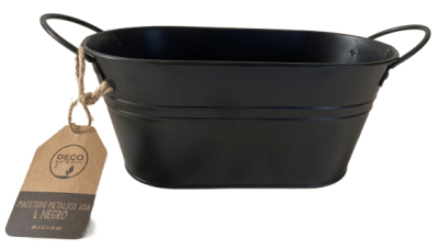 Macetero Metalico Asa L Negro