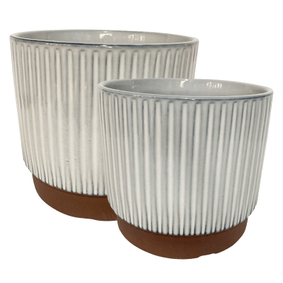 Set 2 Maceteros Enlozados Blancos 17x15 y 20x18