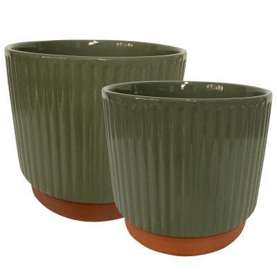 Set 2 Maceteros Enlozados Oliva 17x15 y 20x18