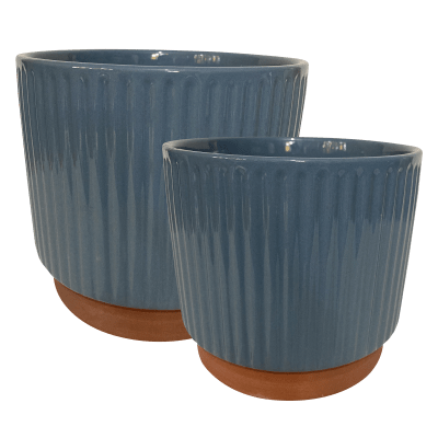 Set 2 Maceteros Enlozados Azul 17x15 y 20x18