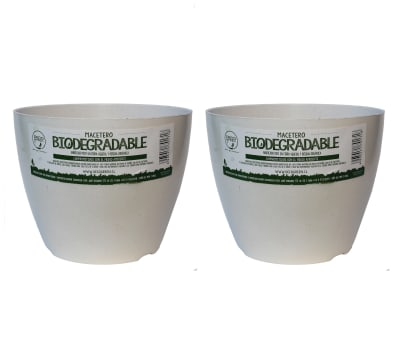 Set de 2 Maceteros Biodeagradables Actual Blanco 24x24x18 cm