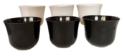 Set 6 Maceteros Bio bamboo Curvo 3 Negros 3 Blancos 16,5x16,5x13 cm