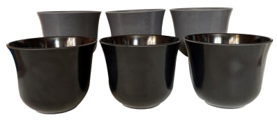 Set 6 Maceteros Bio bamboo Curvo 3 Negros 3 Gris 16,5x16,5x13 cm