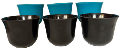 Set 6 Maceteros Bio bamboo Curvo 3 Negros 3 Turquesa 16,5x16,5x13 cm