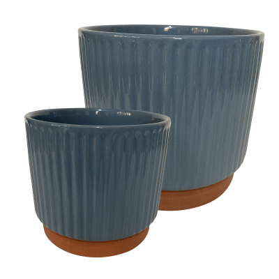 Set 2 Maceteros Enlozados Azul 14x12 y 20x18