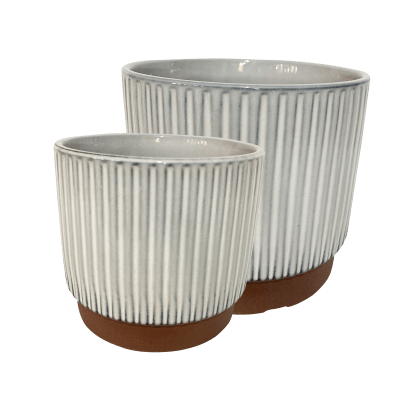 Set 2 Maceteros Enlozados Blancos 14x12 y 17x15