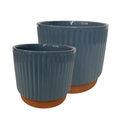 Set 2 Maceteros Enlozados Azul 14x12 y 17x15