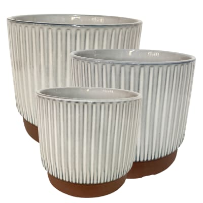 Set 3 Maceteros Enlozados Blancos 14x12, 17x15 y 20x18