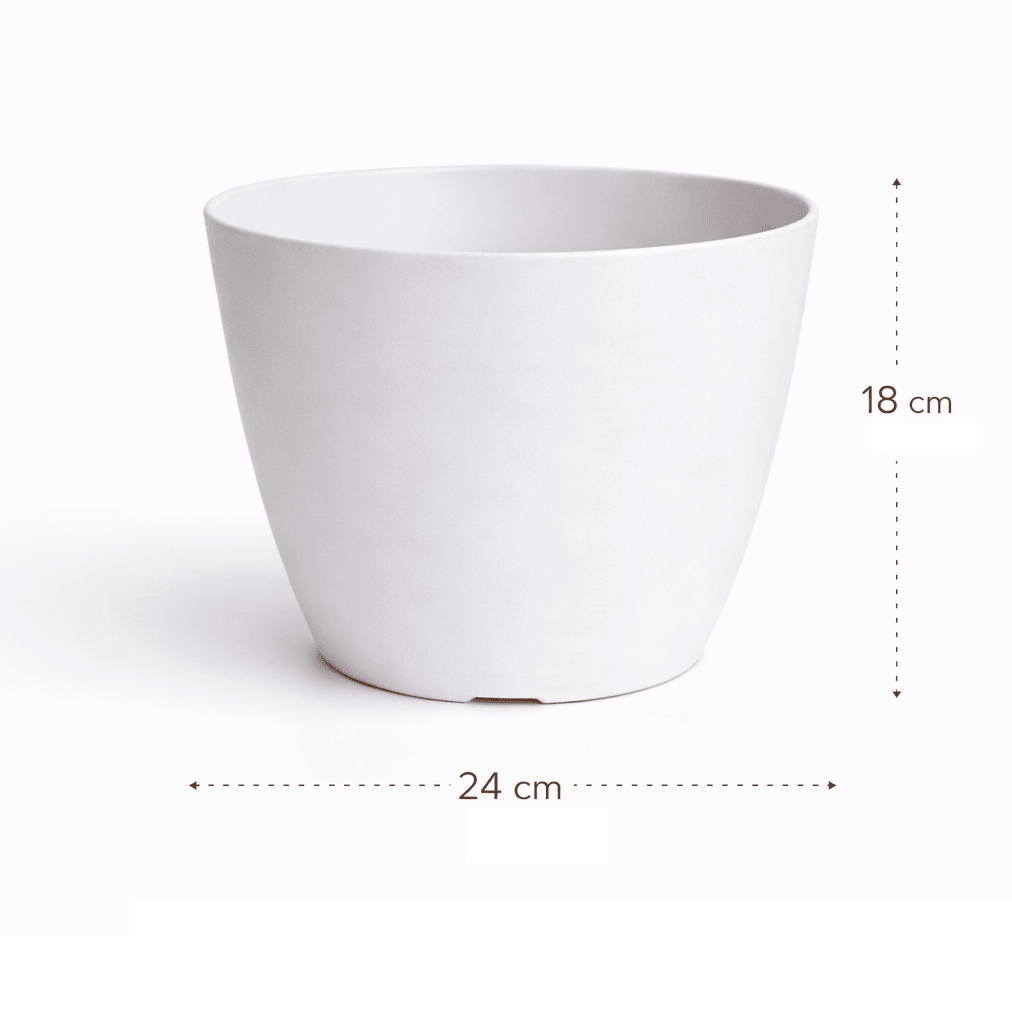Set de Macetero con Plato Actual Blanco 24x24x18 cm8