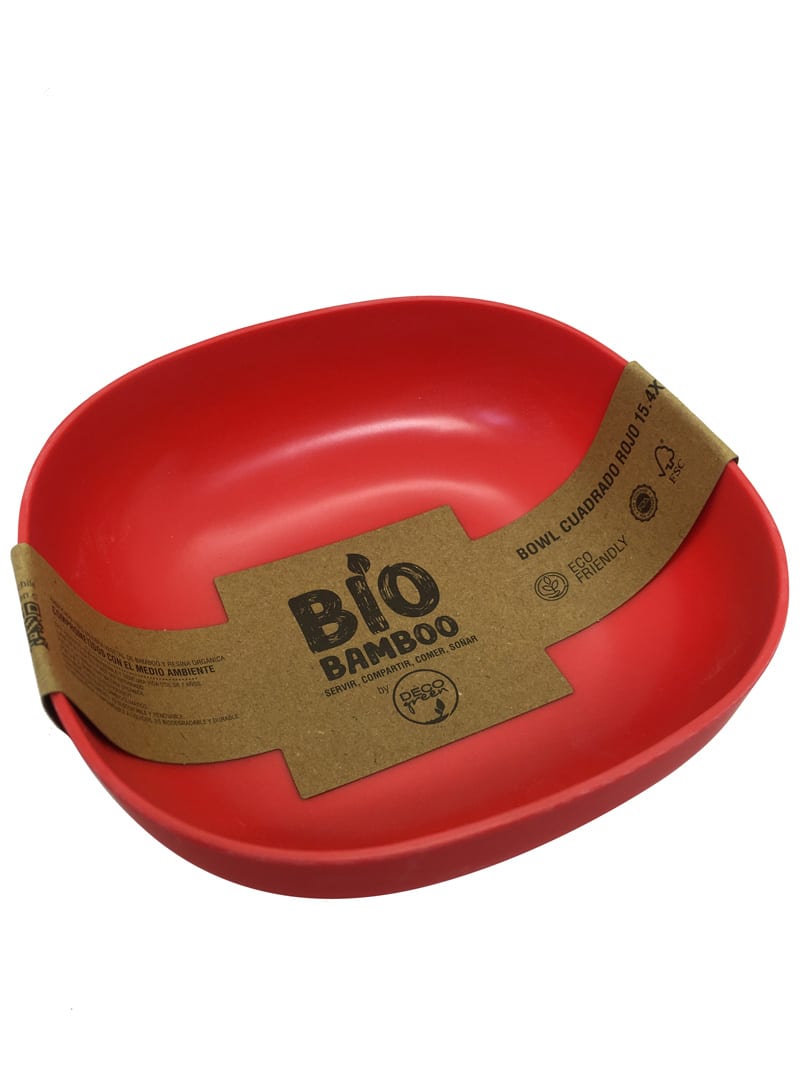 Bowl Biobamboo Cuadrado Rojo 15X5,6 Cm1