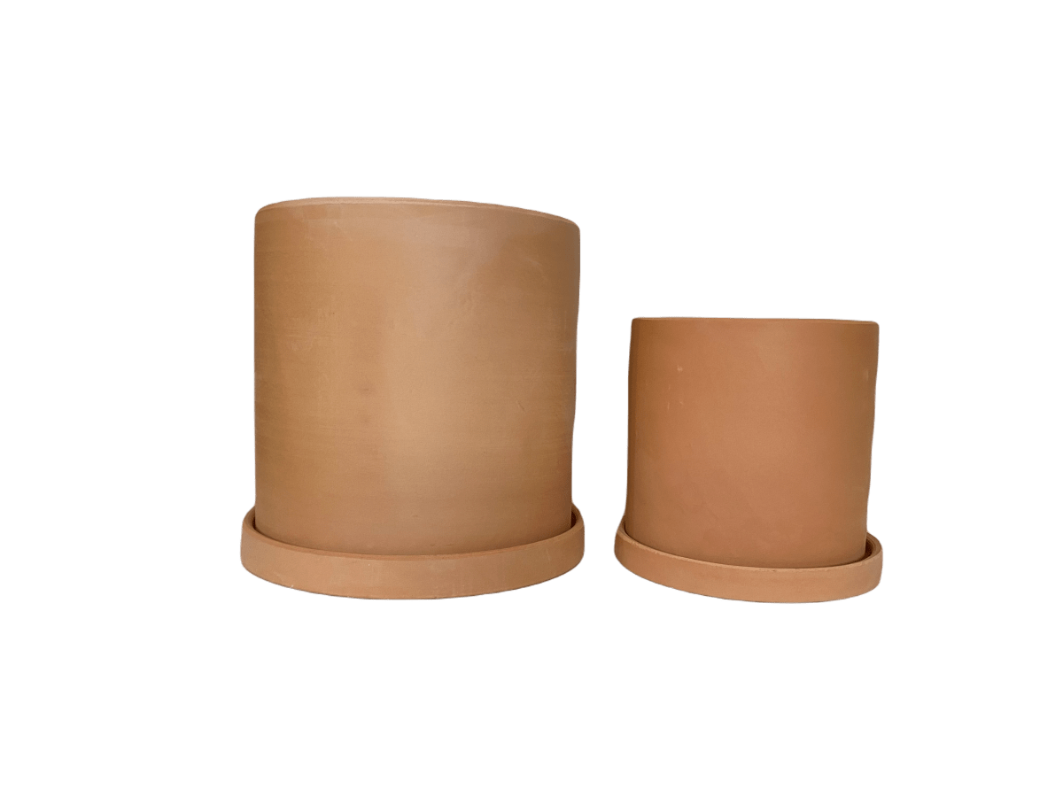 Set 2 Maceteros Terracota Cilindro S 13x13x13cm + L 18x18x18cm1