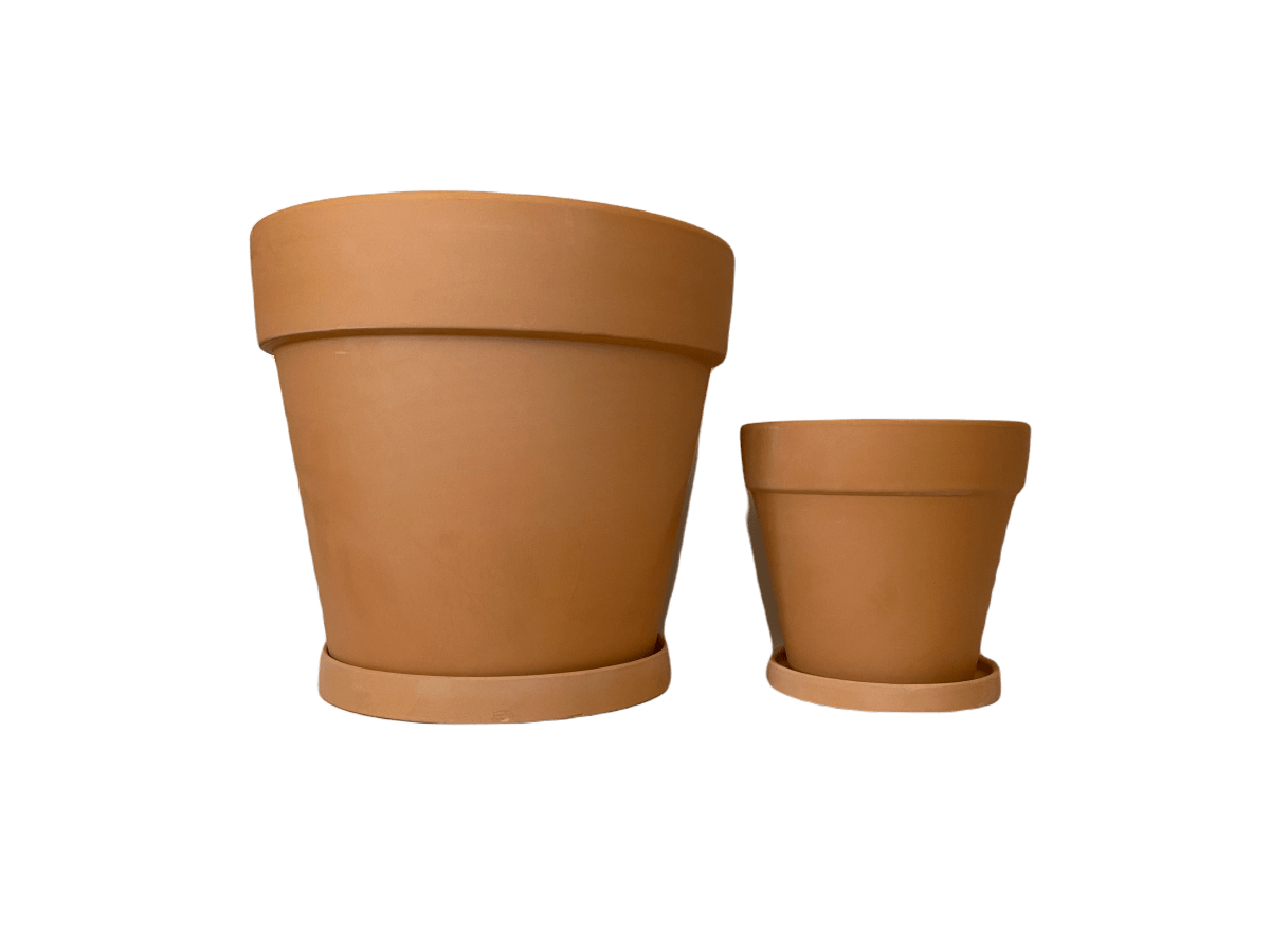 Set 2 Maceteros Terracota Clásico S 18x18x16cm y L 30x30x27cm1