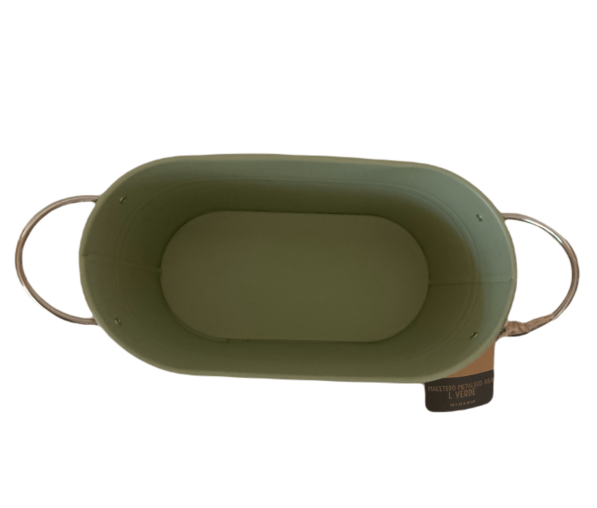 Macetero Metalico Asa L Verde 24x14x10 cm6