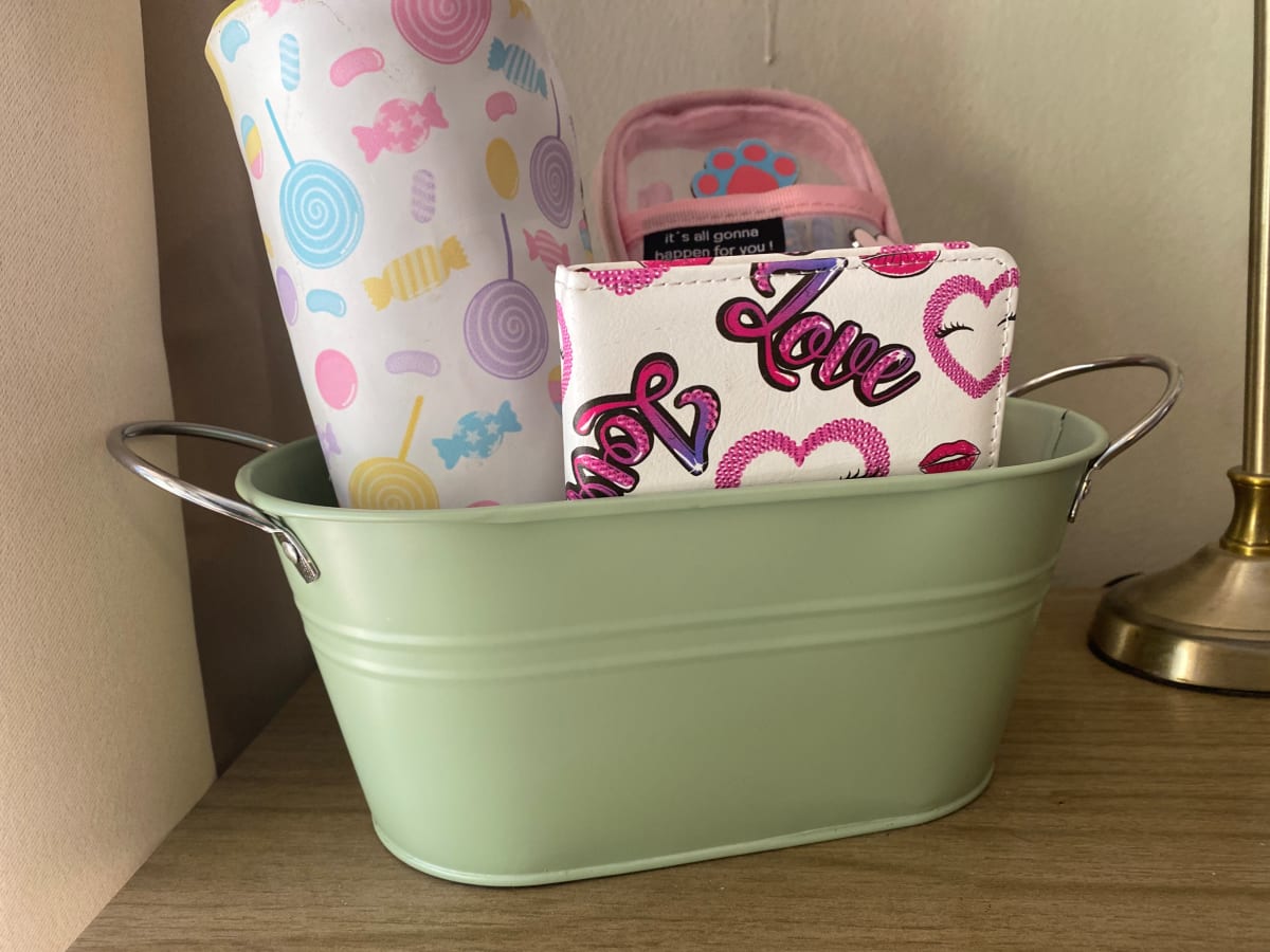 Macetero Metalico Asa L Verde 24x14x10 cm3