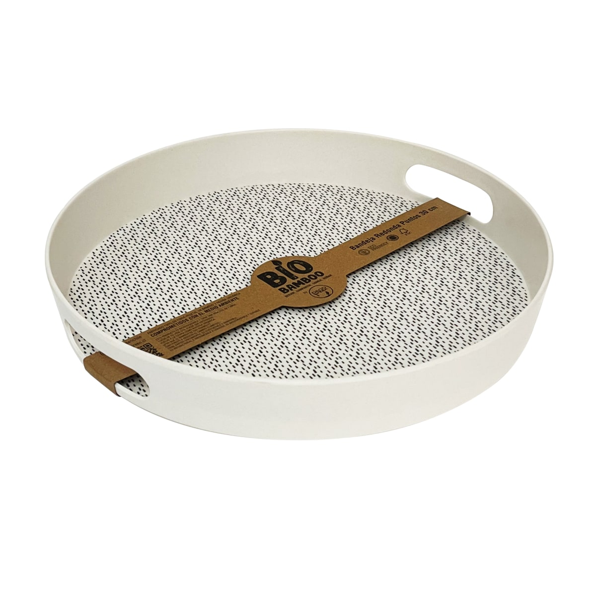 Bandeja Biobamboo Redonda Puntos 30 Cm3