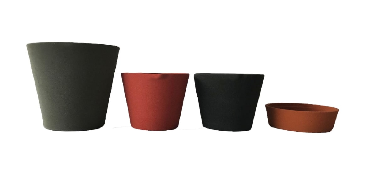 Set 4 Macetas Arena 1 Alto 20x20x18 cm Gris 1 Med Rojo 1 Med Negro 1 Suculenta 16x15x5 cm Nar1
