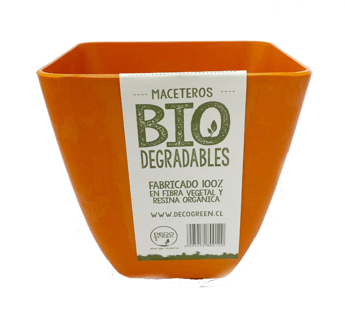 Set De 2 Macetero Bio Bamboo Cuadrado Naranjo 13,3x13,3x12,4 cm1