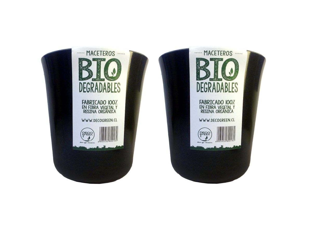 Set De 2 Macetero Bio Bamboo Flores Negro 13x13x14,5 cm1