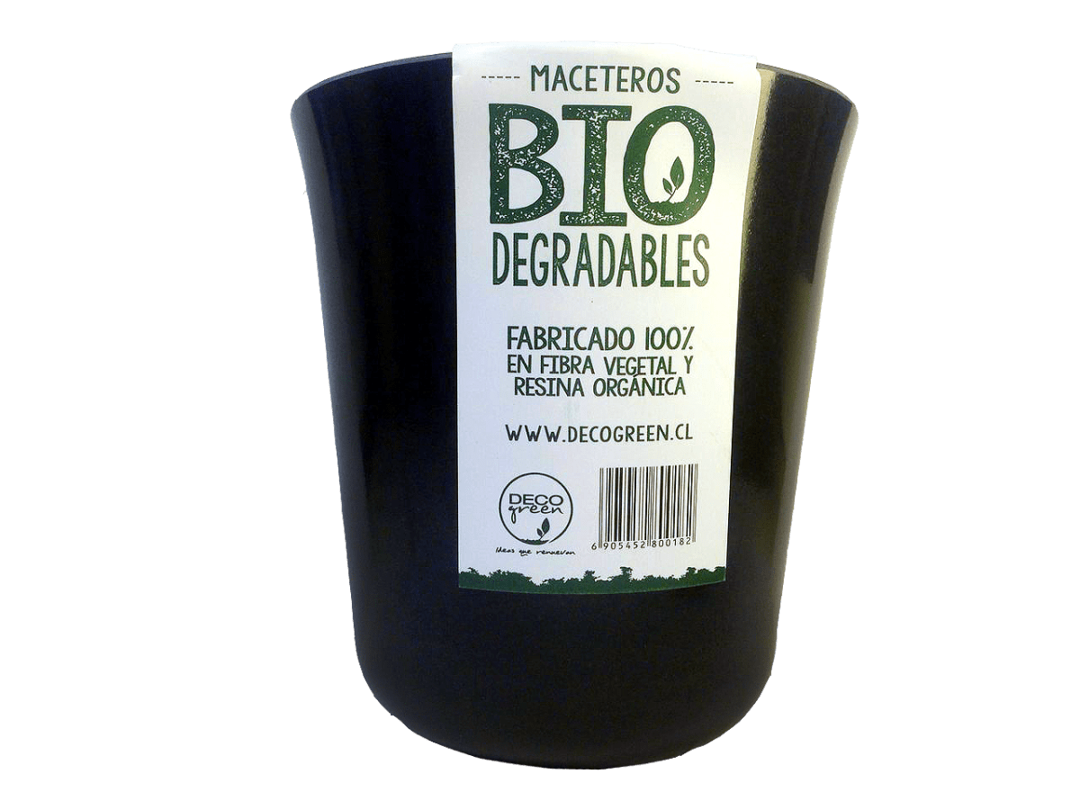 Set De 2 Macetero Bio Bamboo Flores Negro 13x13x14,5 cm2