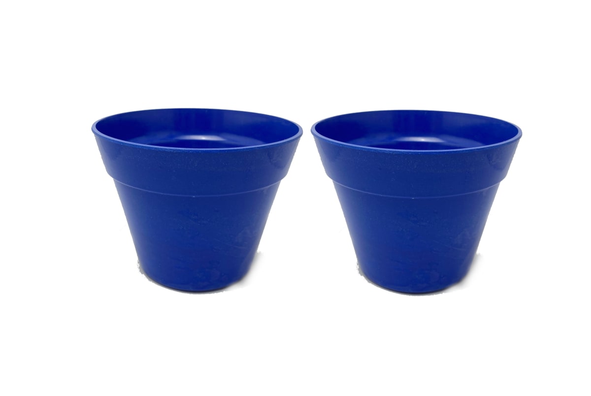 Set De 2 Macetero Bio Bamboo Redondo Azul 13,7x13,7x10 cm2