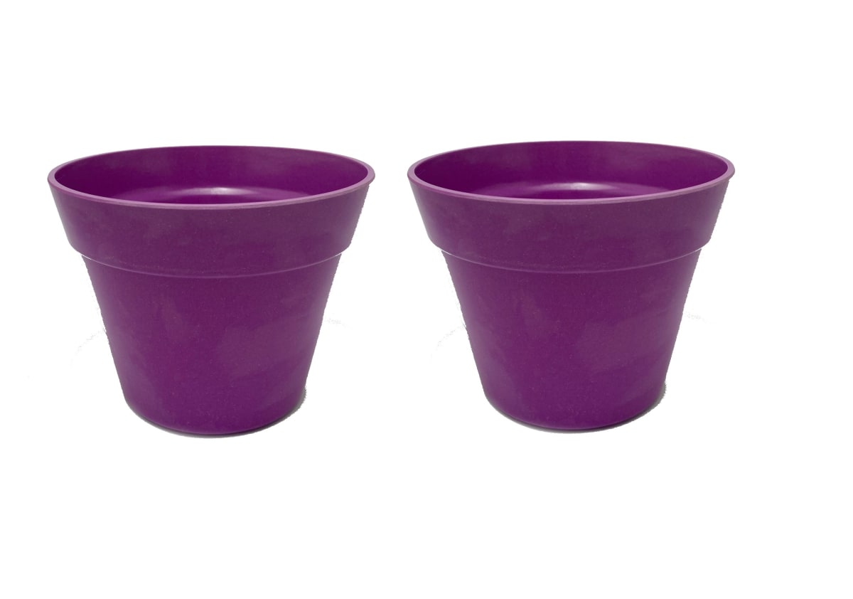 Set De 2 Macetero Bio Bamboo Redondo Purpura 13,7x13,7x10 cm2