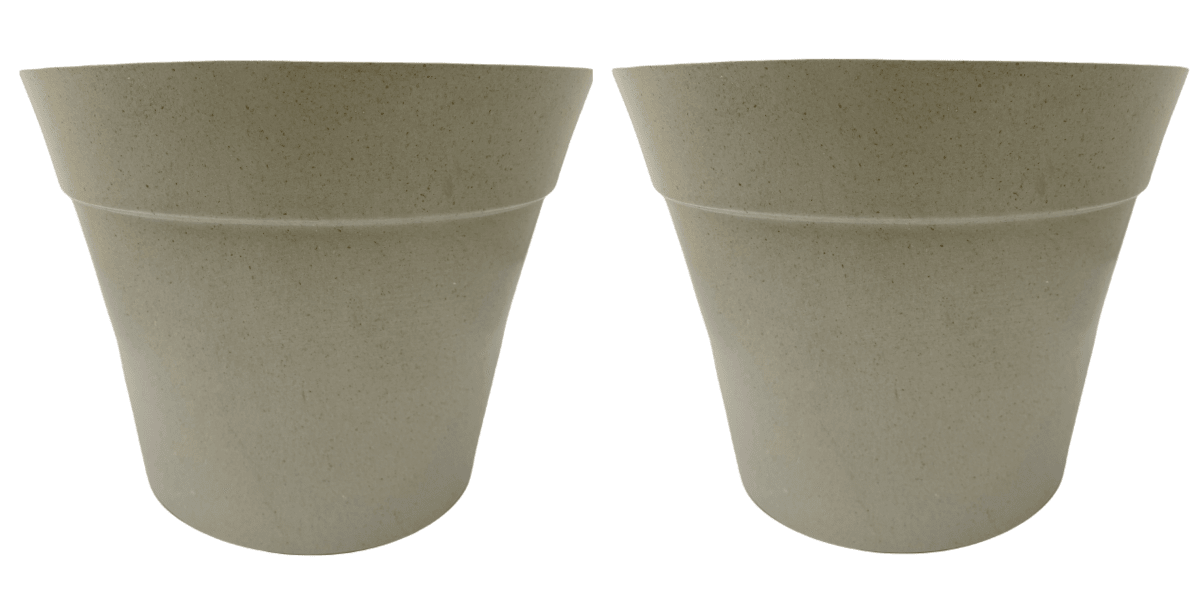 Set de 2 Maceteros con Plato Clásico Gris 25x25x17 cm5