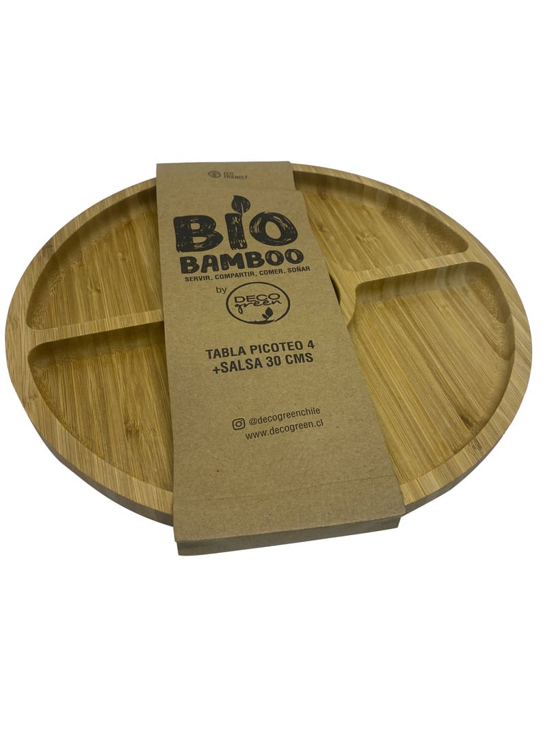 Tabla De Picoteo Bio Bamboo 4 + Salsa 30 Cm3