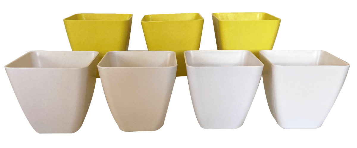 Set de 7 Maceteros Bios Cuadrado 4 Blancos 3 Amarillo 13,3x13,3x12,4 cm1
