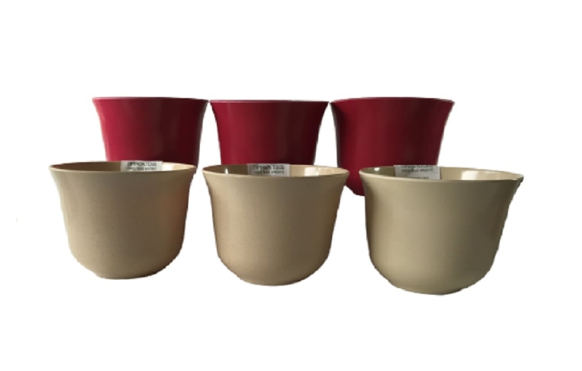 Set 6 Macetero Bios Curvo, 3 Blancos, 3 Purpura 16,5x16,5x13 cm1