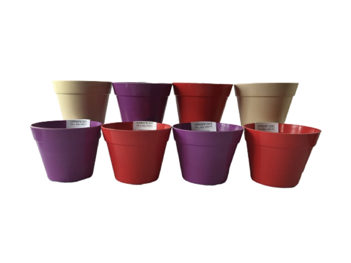 Set 8 Maceteros Bios Redondos 3 Morado 3 Rojo 2 Blanco 13,7x13,7x10 cm1