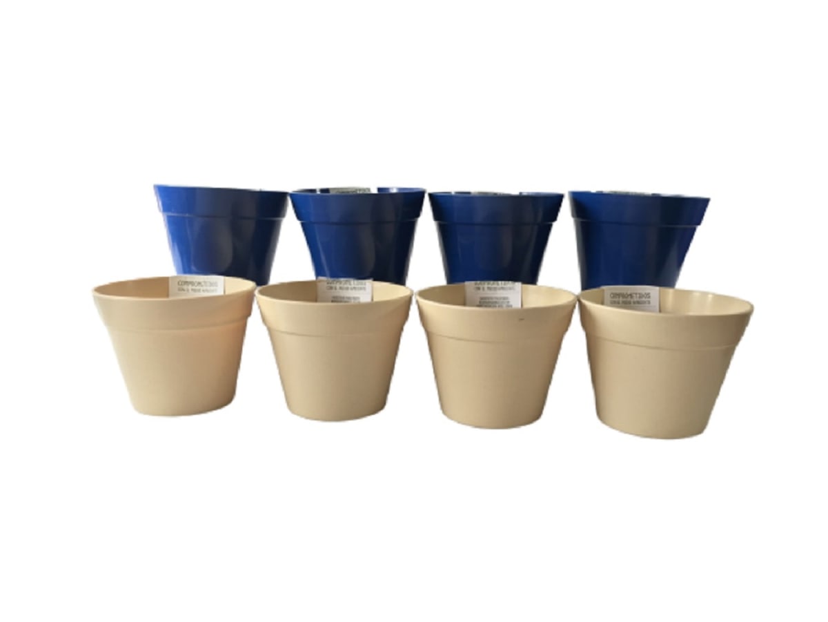 Set 8 Maceteros Bios Redondos 4 Azul, 4 Blancos 13,7x13,7x10 cm1