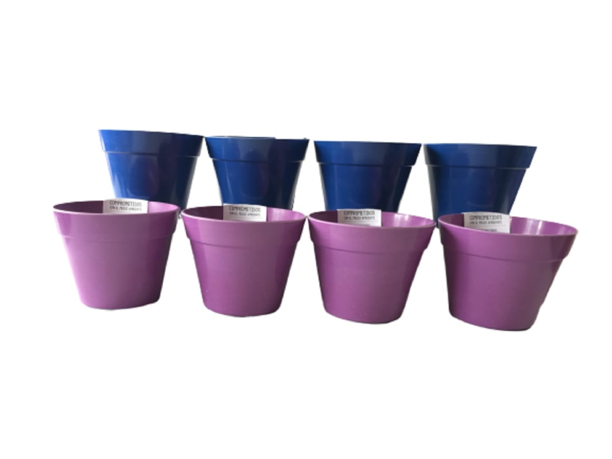Set 8 Maceteros Bios Redondos 4 Azul, 4 Morados 13,7x13,7x10 cm1