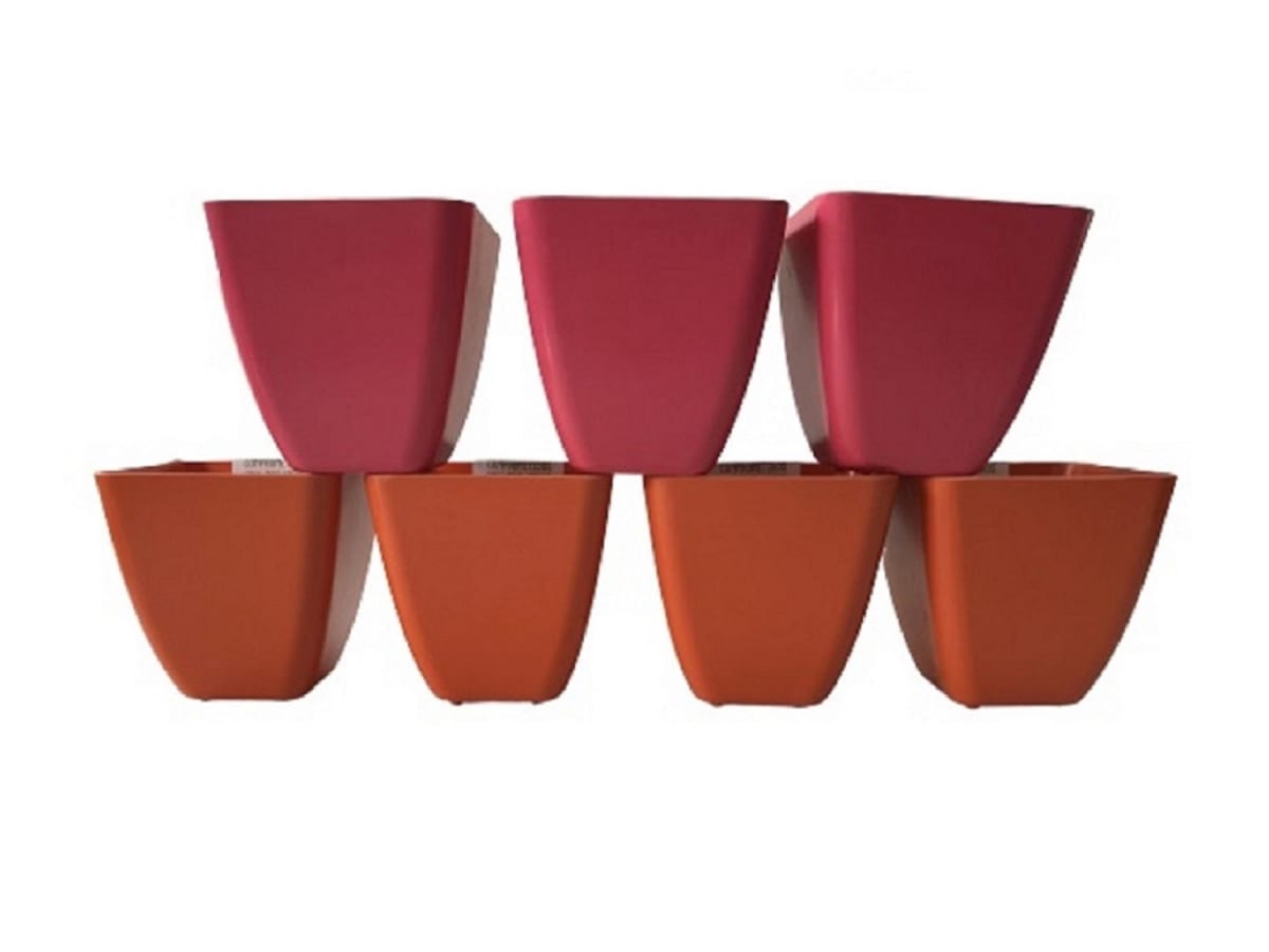 Set 7 Maceteros Bios Cuadrado 3 Coral, 4 Naranjo 13,3x13,3x12,4 cm1