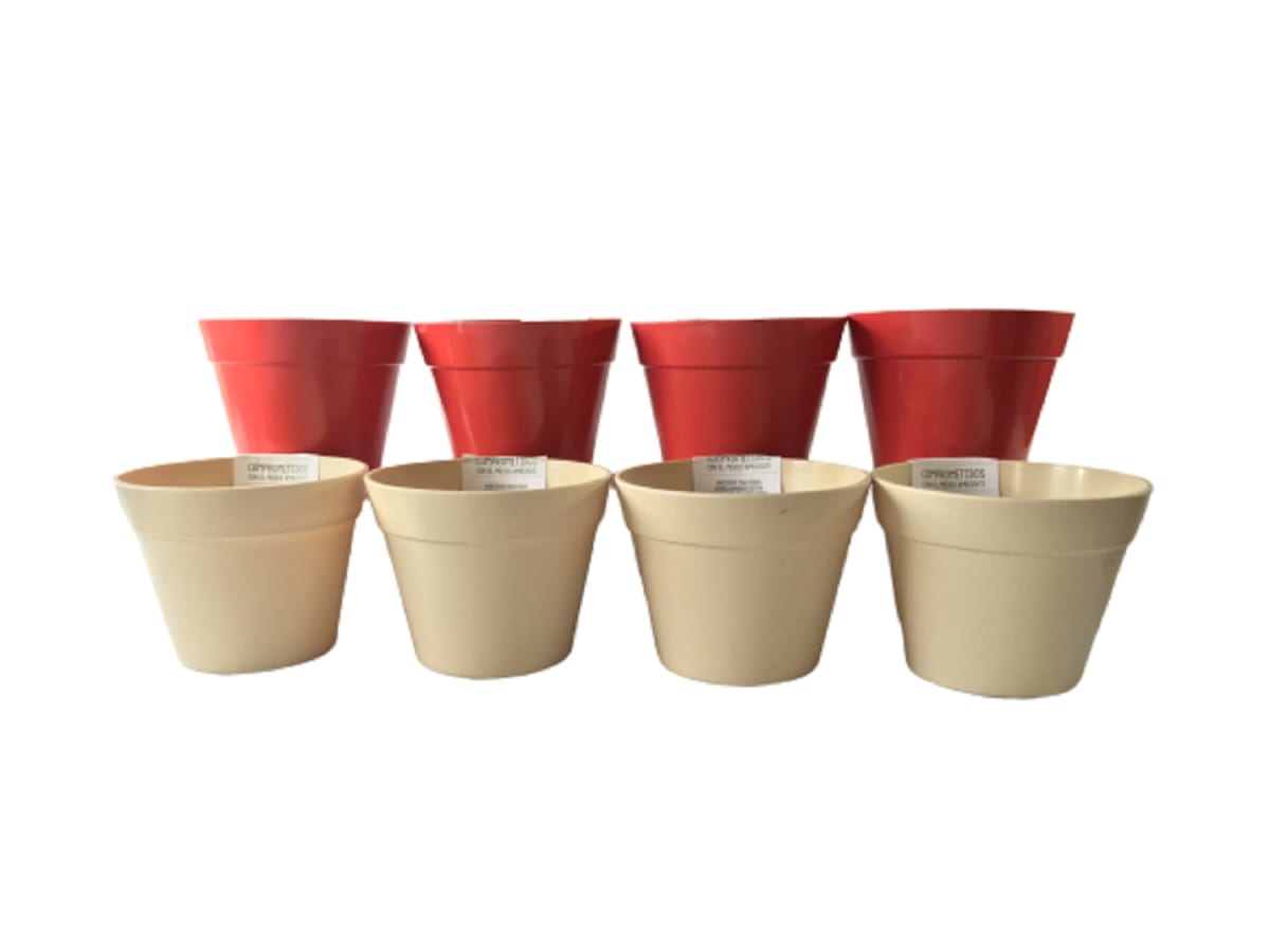 Set 8 Maceteros Bios Redondos 4 Rojos, 4 Blancos 13,7x13,7x10 cm1