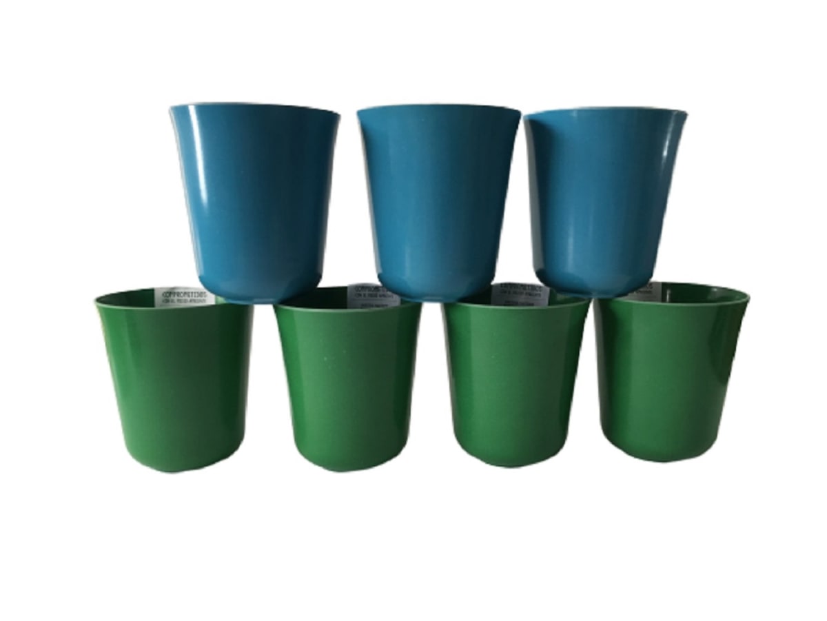 Set 7 Maceteros Bios Flores 3 Turquesa, 4 Verdes 13x13x14,5 cm1