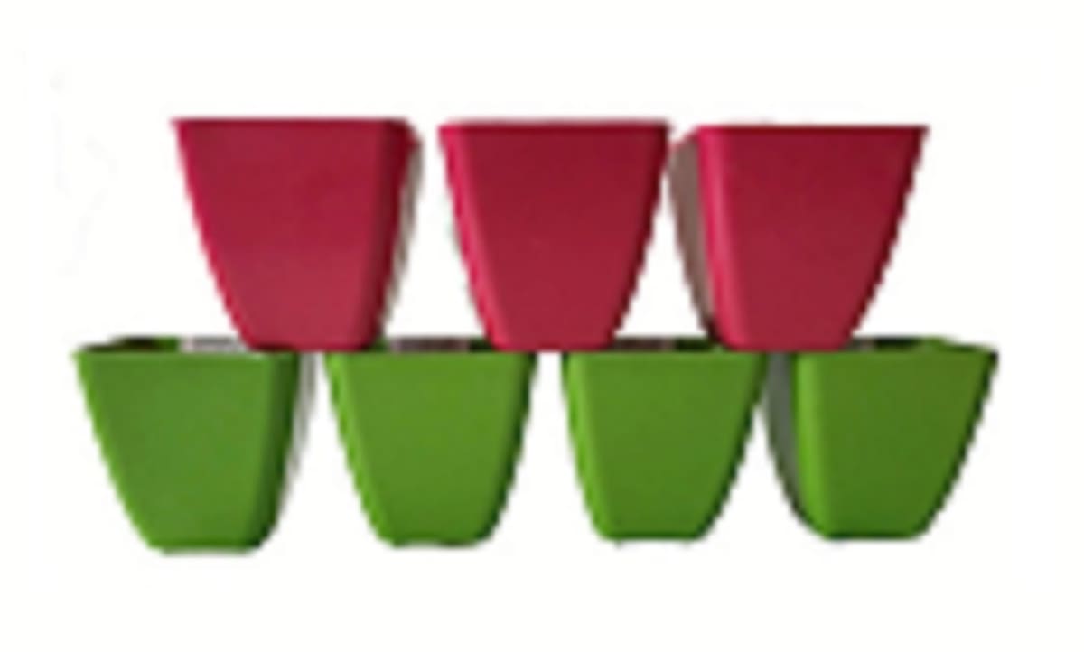 Set 7 Maceteros Bios Cuadrado 3 Coral, 4 Verde 13,3x13,3x12,4 cm1
