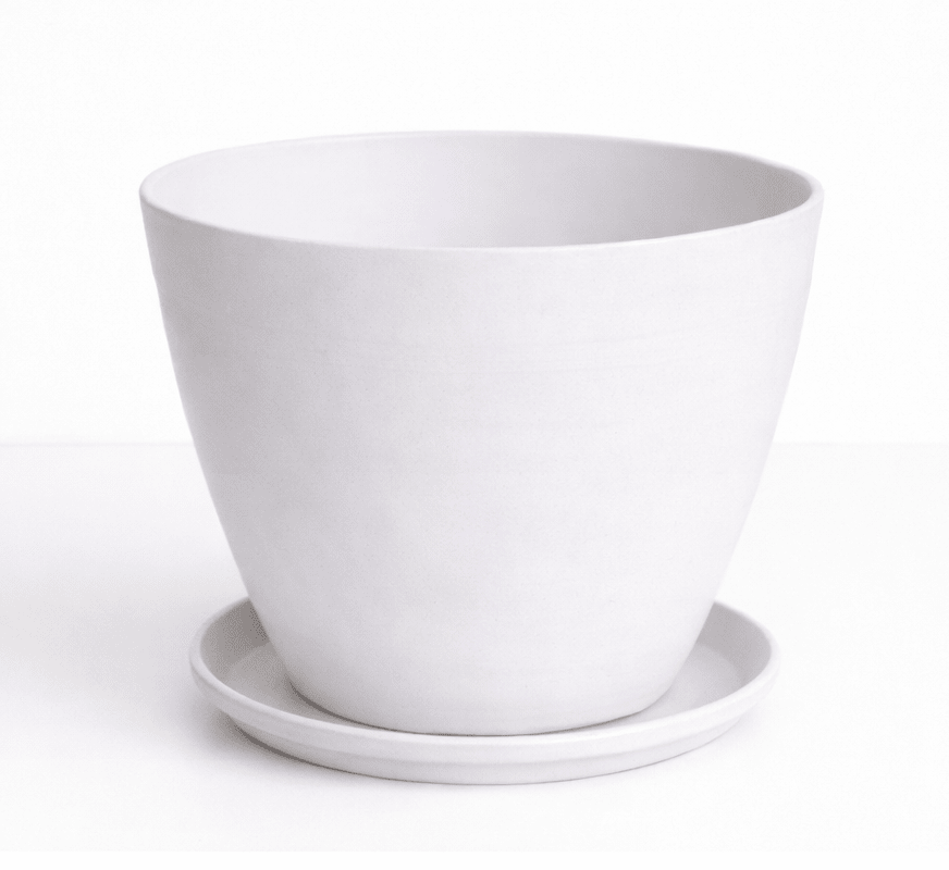 Set de Macetero con Plato Actual Blanco 24x24x18 cm1