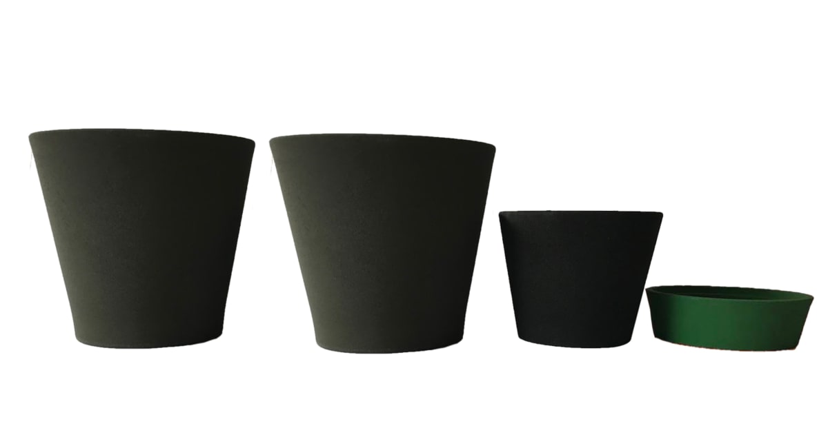 Set De 4 Maceteros Arena 2 Alto Grafito 20x20x18cm 1 Mediano Negro 15x15x13cm 1 Suculenta Verde 16x15x5cm6