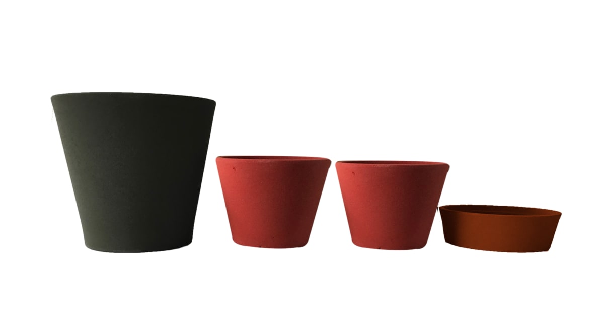Set De 4 Maceteros Arena 2 Alto Grafito 20x20x18cm 1 Mediano Rojo 15x15x13cm 1 Suculenta Naranja 16x15x5cm5