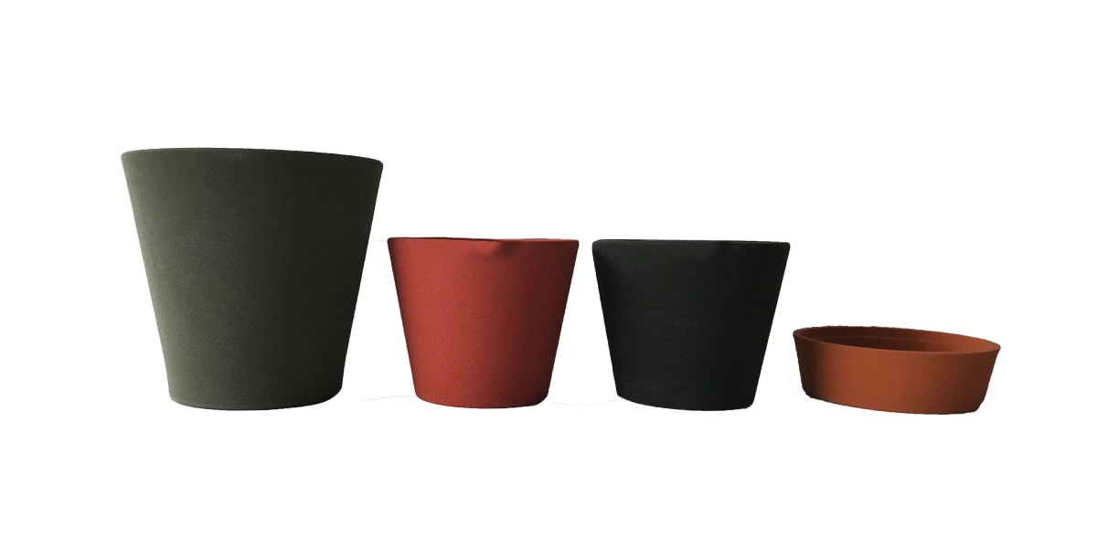 Set De 4 Maceteros Arena 1 Alto Grafito 20x20x18cm 1 Mediano Negro 15x15x13cm 1 Mediano Rojo 15x15x13cm 1 Suculenta Naranja 16x15x5cm7